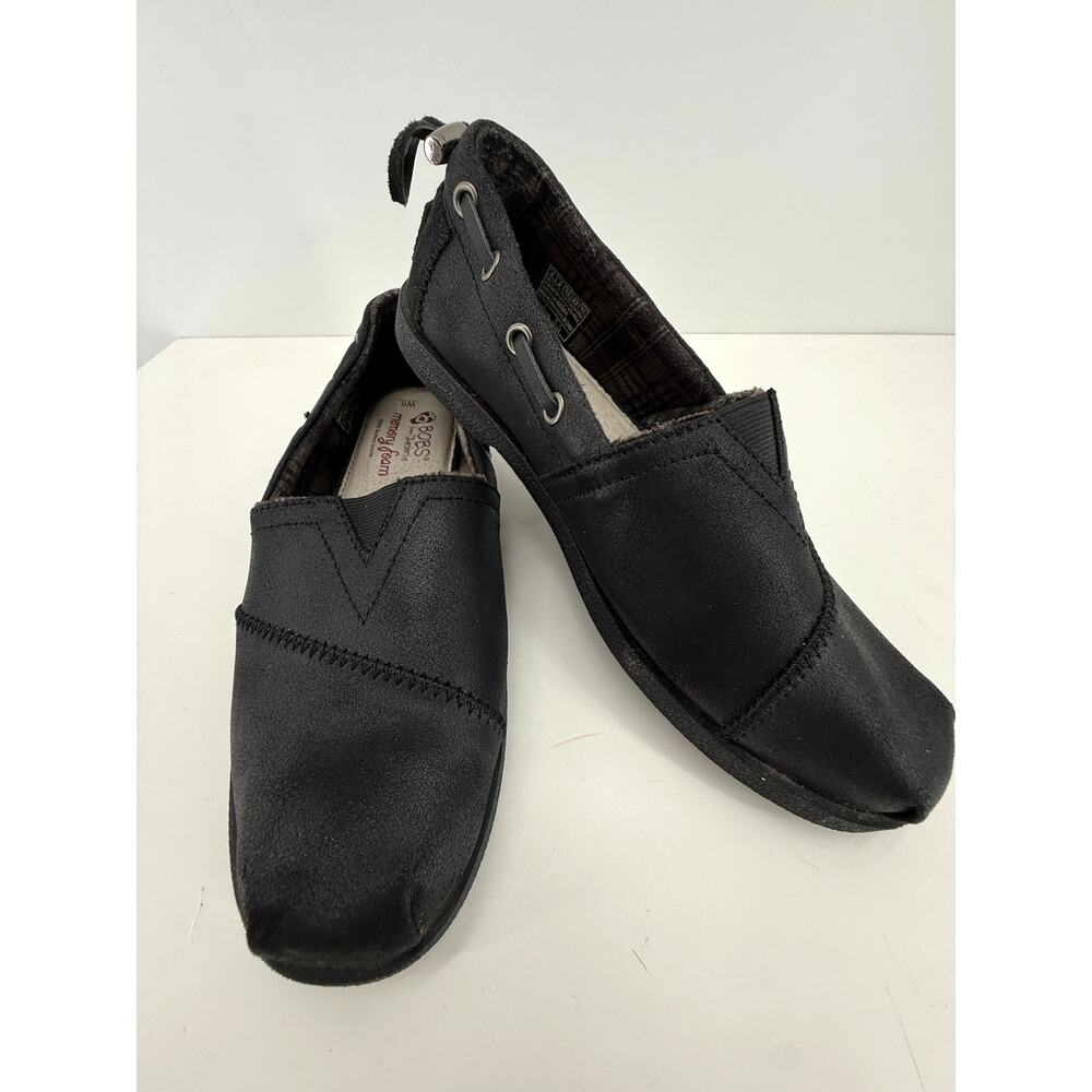 BOBS Skechers Memory Foam Black Slip On Loafers Comfort Casual Shoes Womens 6
